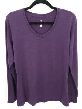 Seg'ments 100% Merino Wool V-Neck Long Sleeve Base Layer Top L Purple